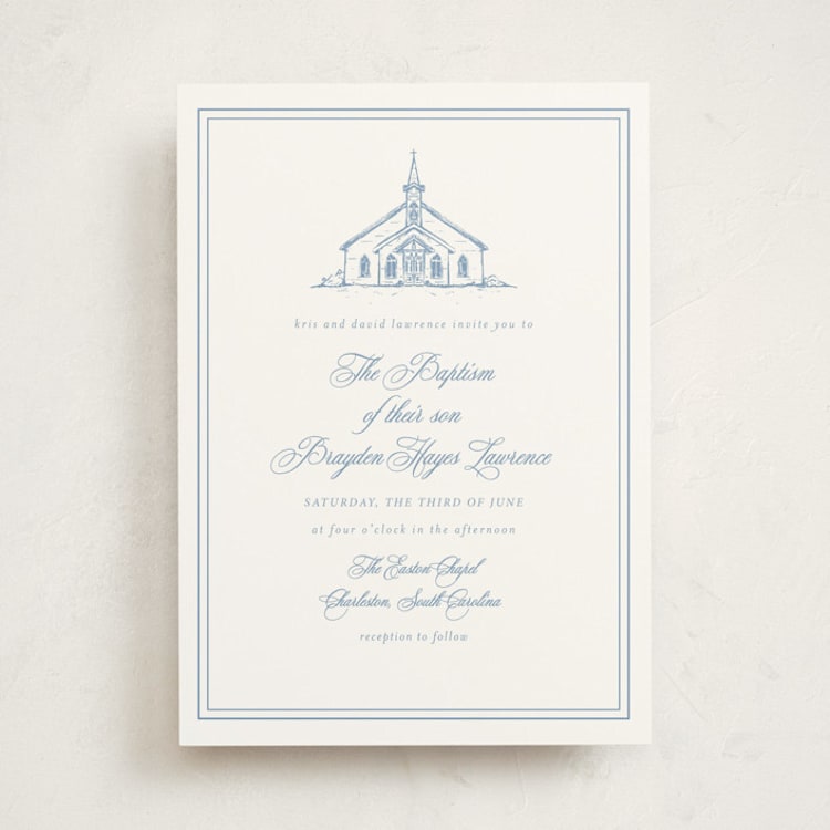 "The Chapel" - Baptism and Christening Invitations in Provincial by Melinda Denison - Front