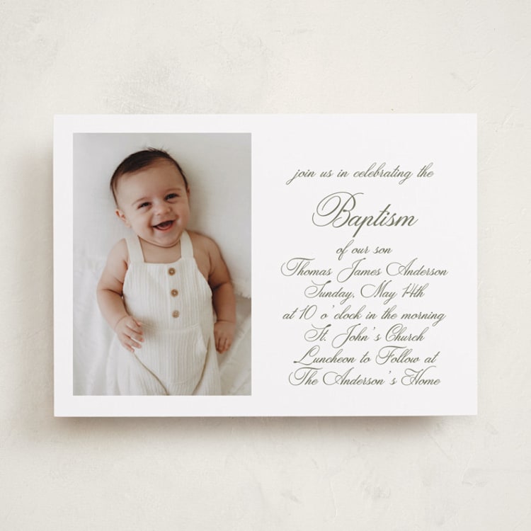 "Walden" - Baptism and Christening Invitations in Fern by Megan Davis - Front