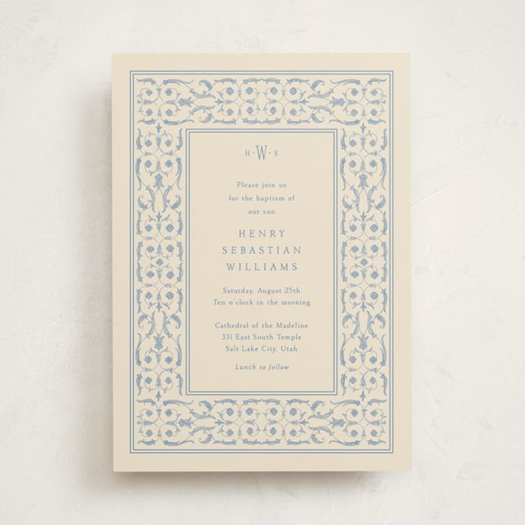 "Baptism Bookplate" - Baptism and Christening Invitations in Cream by Robert and Stella - Front
