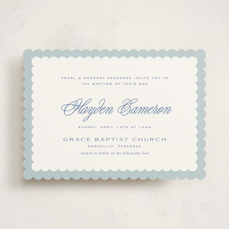 "Sweet Scallops" - Baptism and Christening Invitations in Frost by Kelly Watkins - Front
