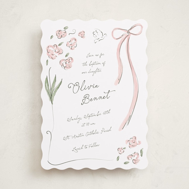 "By Grace" - Baptism and Christening Invitations in Rose by Helena Vitto - Front