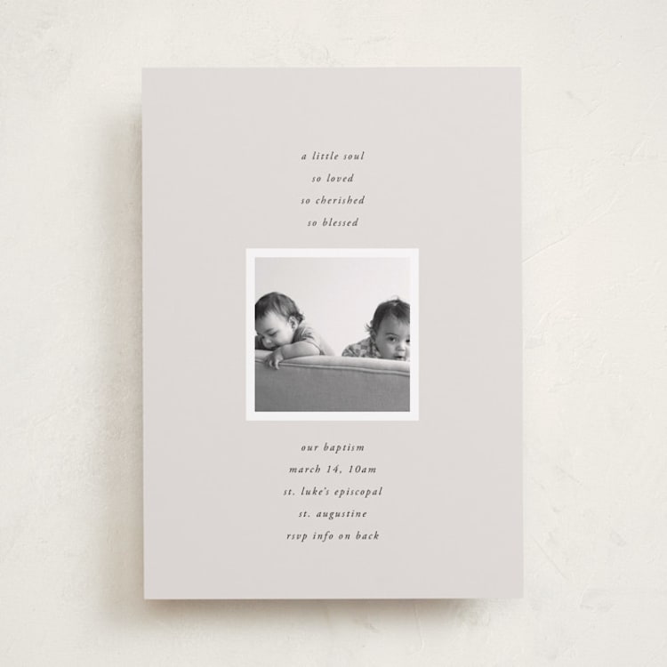"modern verse" - Baptism and Christening Invitations in Cement by Lori Wemple - Front