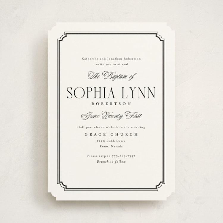 "Graceful" - Baptism and Christening Invitations in Cotton by Stacy Maalouf - Front