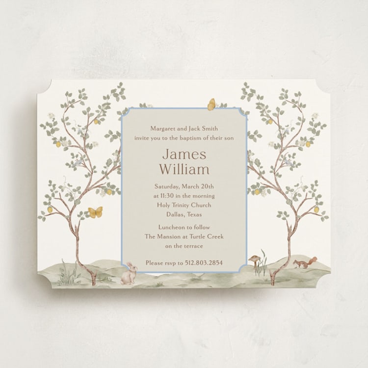 "Garden" - Baptism and Christening Invitations in Bluebell by Megan Davis - Front