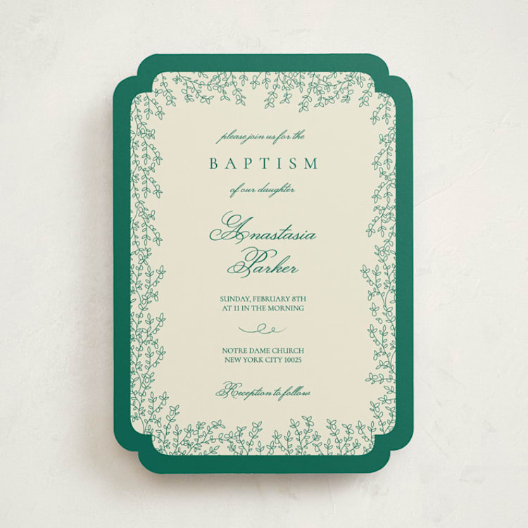 "Divine Day" - Baptism and Christening Invitations in Shamrock by Paloma Morand Monteil - Front
