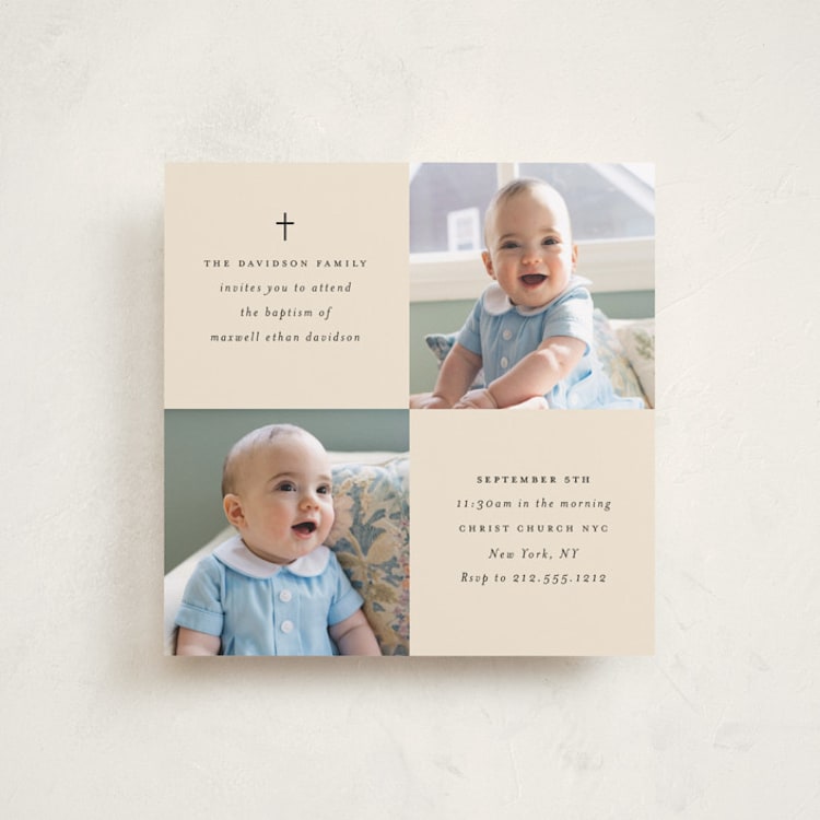 "Mosaic" - Baptism and Christening Invitations in Butter by Stacy Maalouf - Front