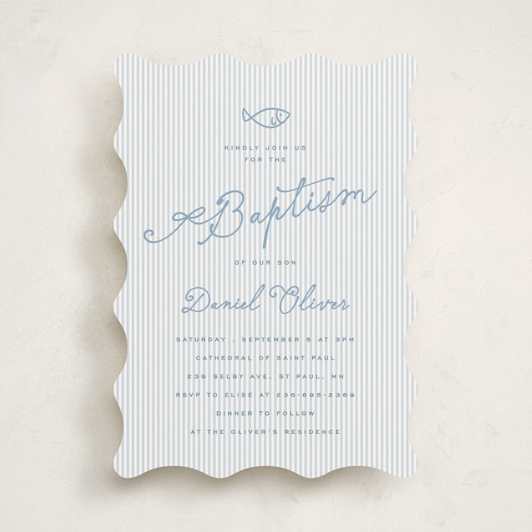 "Baptism Stripes" - Baptism and Christening Invitations in Ocean by Sherley Ferreira - Front