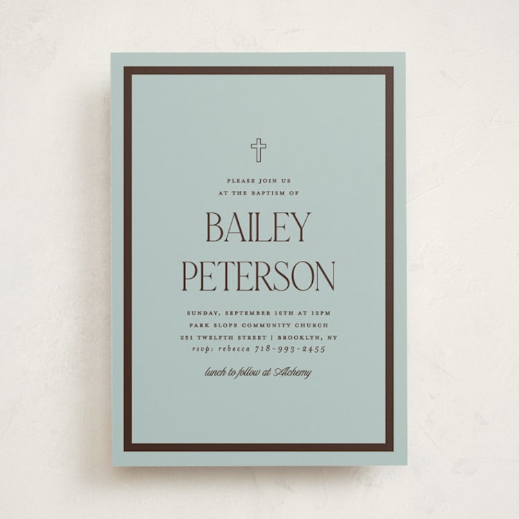 "Park Slope" - Baptism and Christening Invitations in Slate by Morgan Kendall - Front