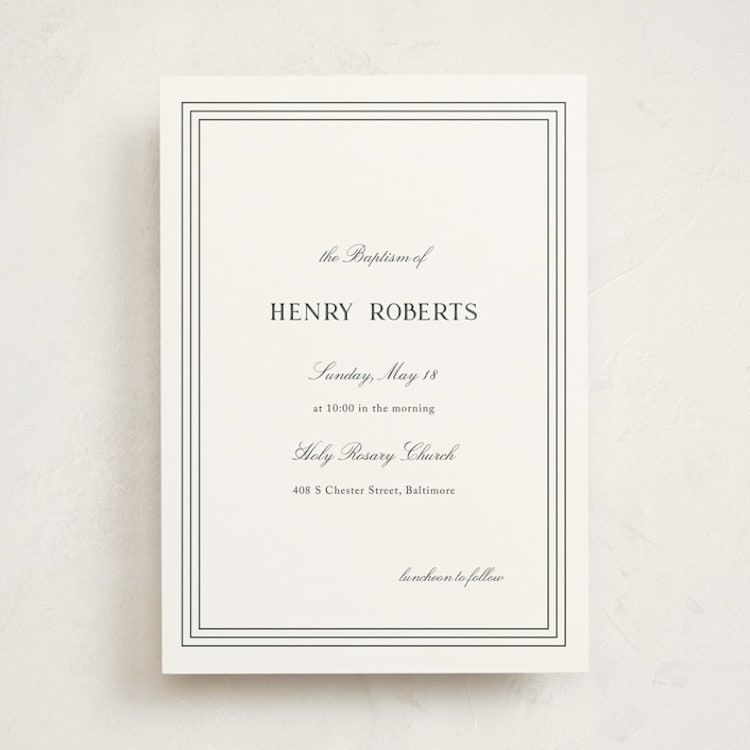 "Polo Crest" - Baptism and Christening Invitations in Muslin by Ani Somi - Front