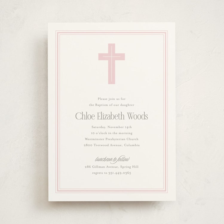 "Aria" - Baptism and Christening Invitations in Cotton Candy by Jessica Williams - Front