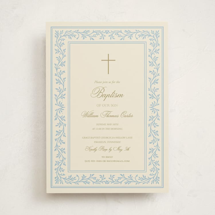 "Graceful Baptism" - Baptism and Christening Invitations in Fountain by Rina Ozum - Front