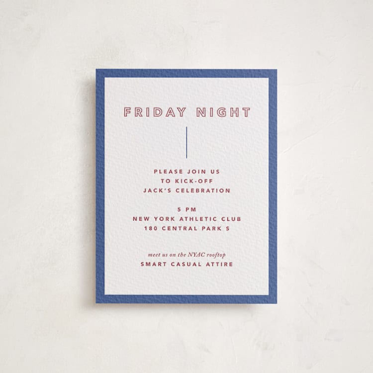 "Color Tone" - Letterpress Bar and Bat Mitzvah Direction Cards in Maraschino | Lapis by Kindred Fields - Front