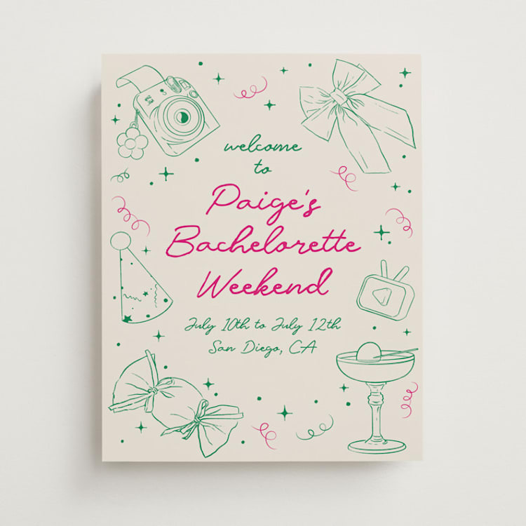 "Bachelorette Fun" - Wedding Party Signs in Grass by Celine Nguyen - Front