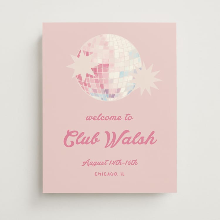 "Disco cowgirl" - Wedding Party Signs in Azalea by Creo Study - Front