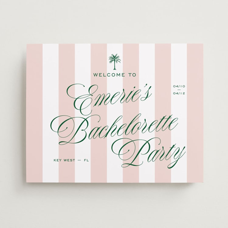"Palm Stripes" - Wedding Party Signs in Taffy by Susan Zinader - Front