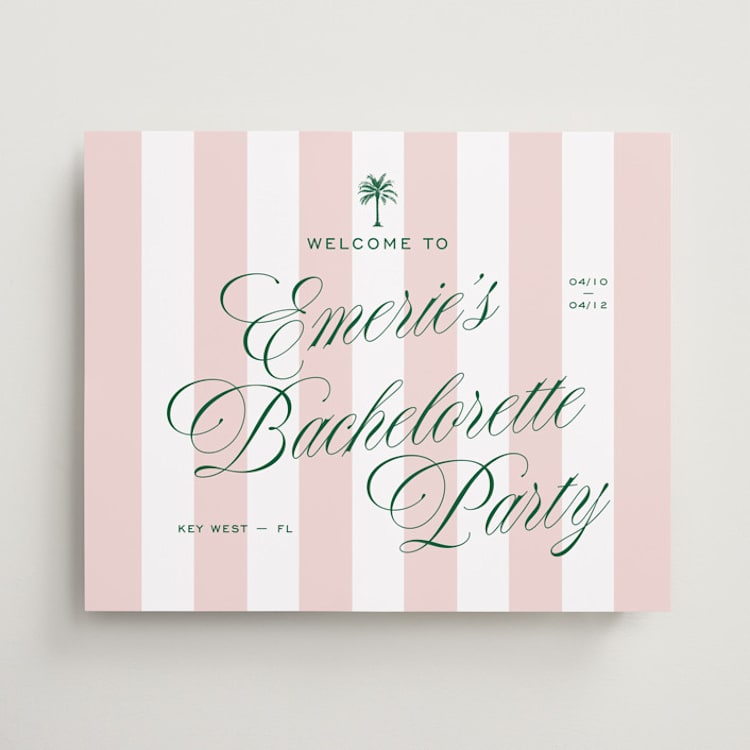 "Palm Stripes" - Wedding Party Signs in Taffy by Susan Zinader - Front
