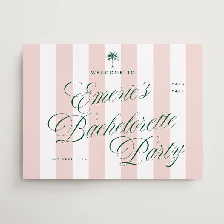 "Palm Stripes" - Wedding Party Signs in Taffy by Susan Zinader - Front