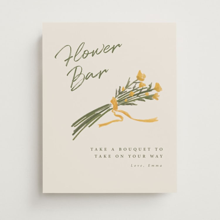"Pencil Bouquet" - Wedding Party Signs in Cream by Adelyn T. - Front