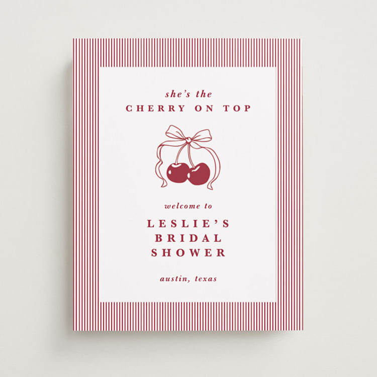 "Classic Cherries" - Wedding Party Signs in Bing Cherry by Charter Oaks Creative - Front