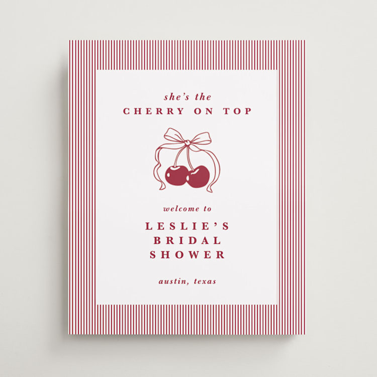 "Classic Cherries" - Wedding Party Signs in Bing Cherry by Charter Oaks Creative - Front