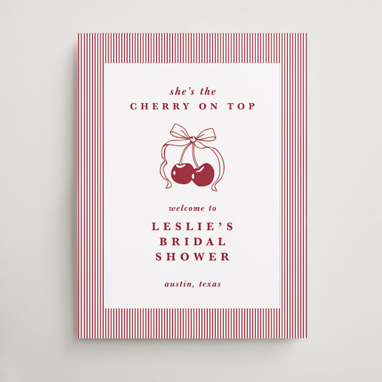 "Classic Cherries" - Wedding Party Signs in Bing Cherry by Charter Oaks Creative - Front