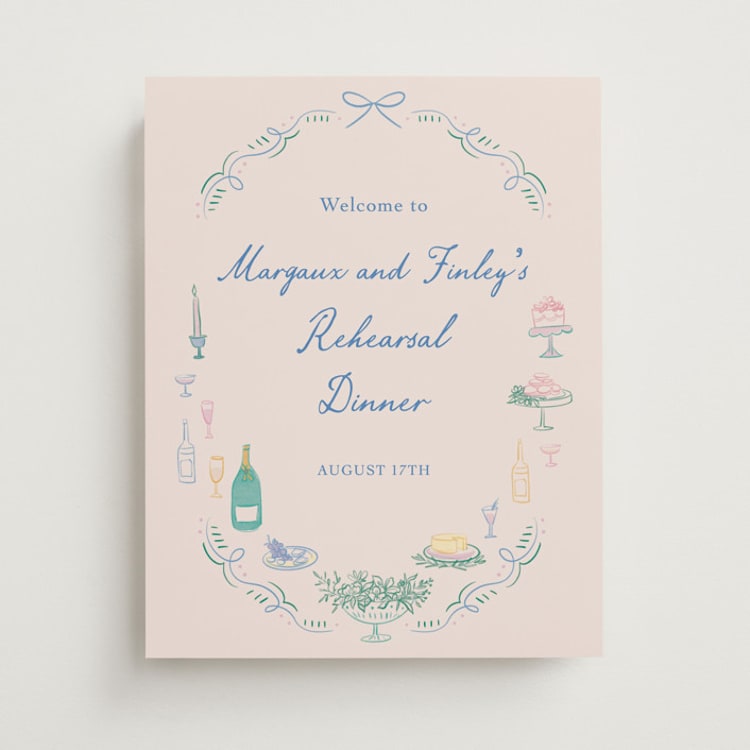 "Dining" - Wedding Party Signs in Pastel by Elly - Front