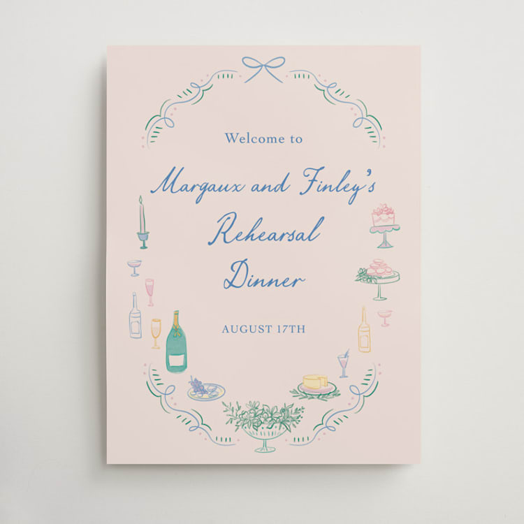 "Dining" - Wedding Party Signs in Pastel by Elly - Front