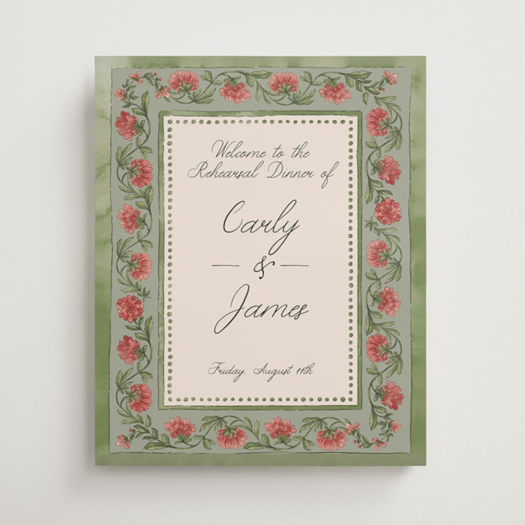 "Wedding Tapestry" - Wedding Party Signs in Coral Fern by Chris Griffith - Front