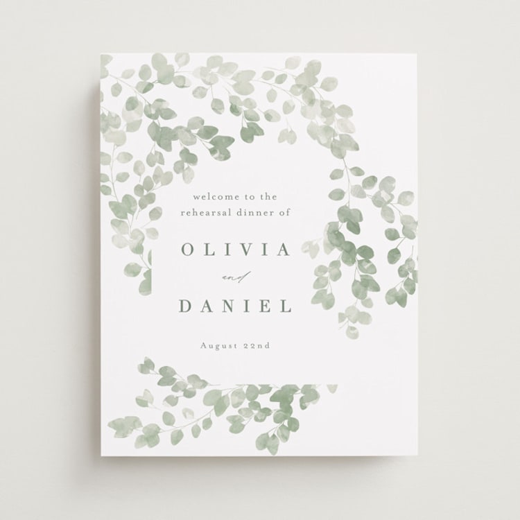 "Vining" - Wedding Party Signs in Eucalyptus by Kristie Kern - Front