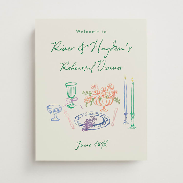 "tablescape drawing" - Wedding Party Signs in Garden by Cass Loh - Front
