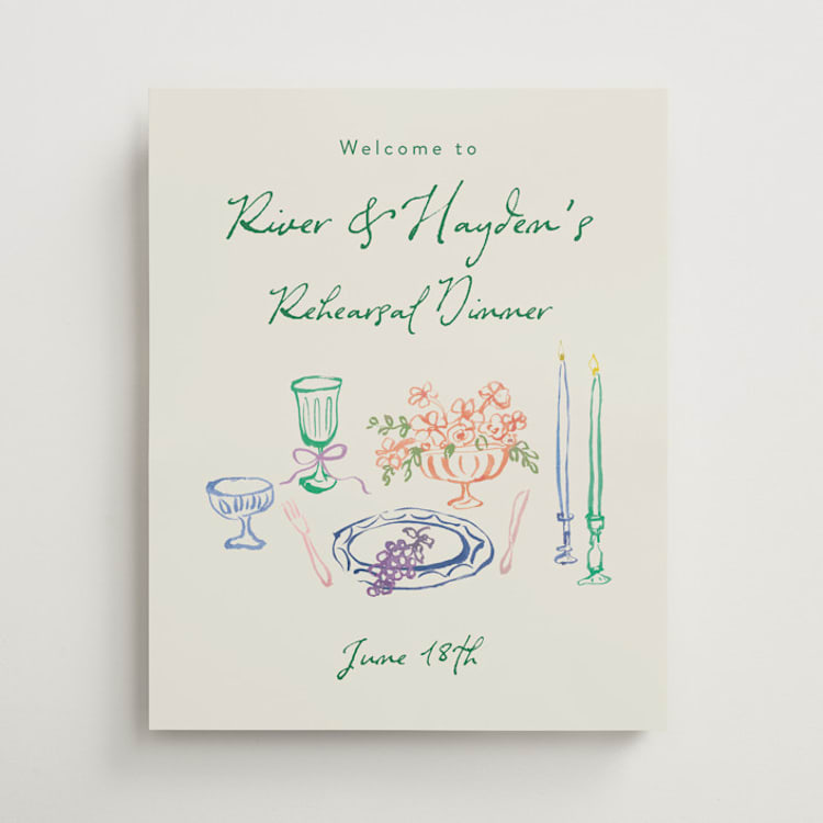 "tablescape drawing" - Wedding Party Signs in Garden by Cass Loh - Front