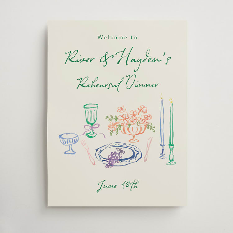 "tablescape drawing" - Wedding Party Signs in Garden by Cass Loh - Front