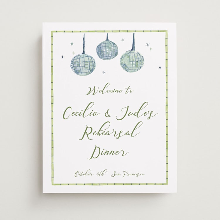 "Alento" - Wedding Party Signs in Celeste by Pati Cascino - Front