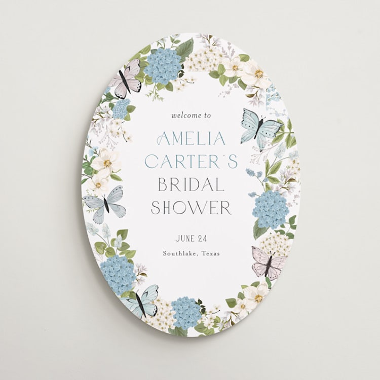 "Garden Love" - Wedding Party Signs in Periwinkle by Susan Moyal - Front