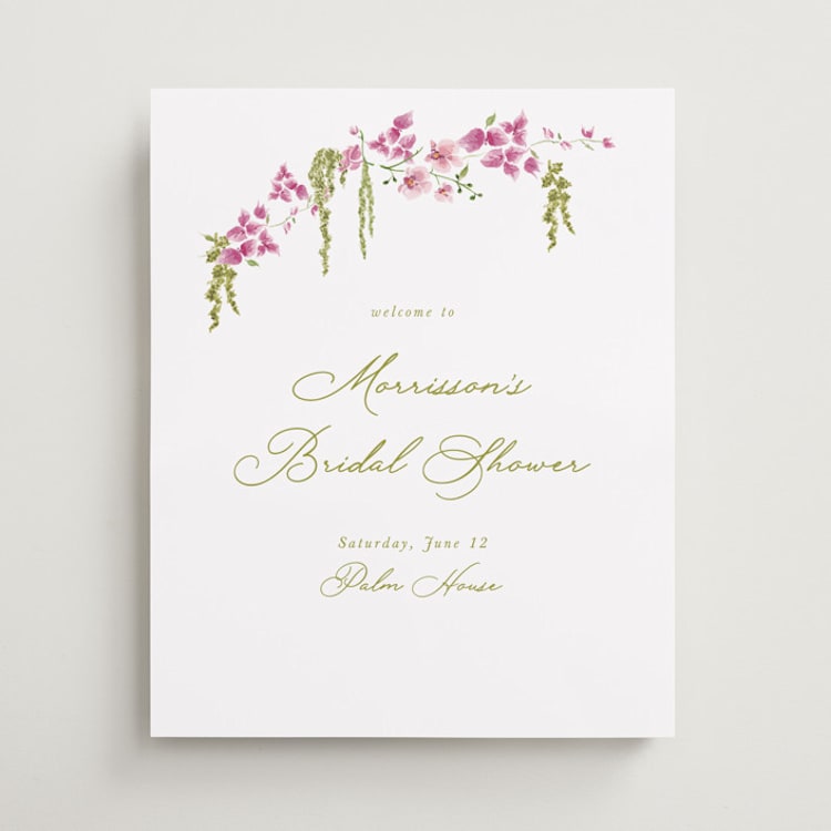 "Cascading Florals Branch" - Wedding Party Signs in Chartreuse by Tamara Hilje - Front