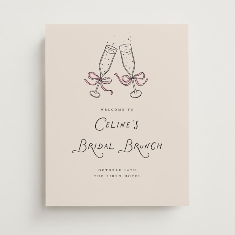 "Bubbly Brunch" - Wedding Party Signs in Rose by Pixel and Hank - Front