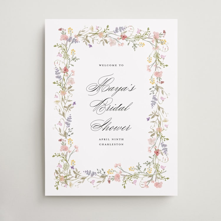 "floral frame" - Wedding Party Signs in Blush by Lori Wemple - Front