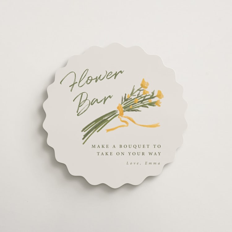 "Pencil Bouquet" - Wedding Party Signs in Cream by Adelyn T. - Front