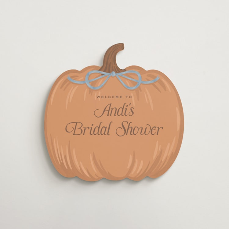 "Pumpkins + Bows" - Wedding Party Signs in Cornflower by Laura Hankins - Front