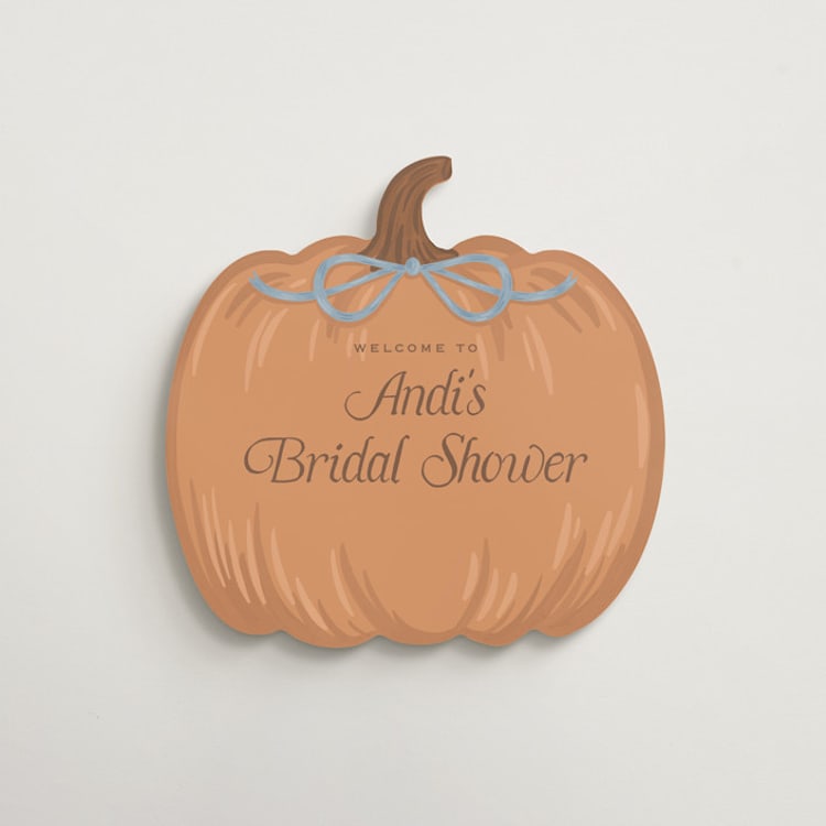 "Pumpkins + Bows" - Wedding Party Signs in Cornflower by Laura Hankins - Front