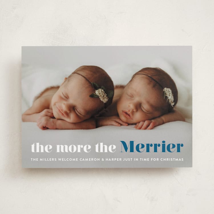"a merry addition" - Holiday Birth Announcement Cards in Night Sky by Liz Conley - Front