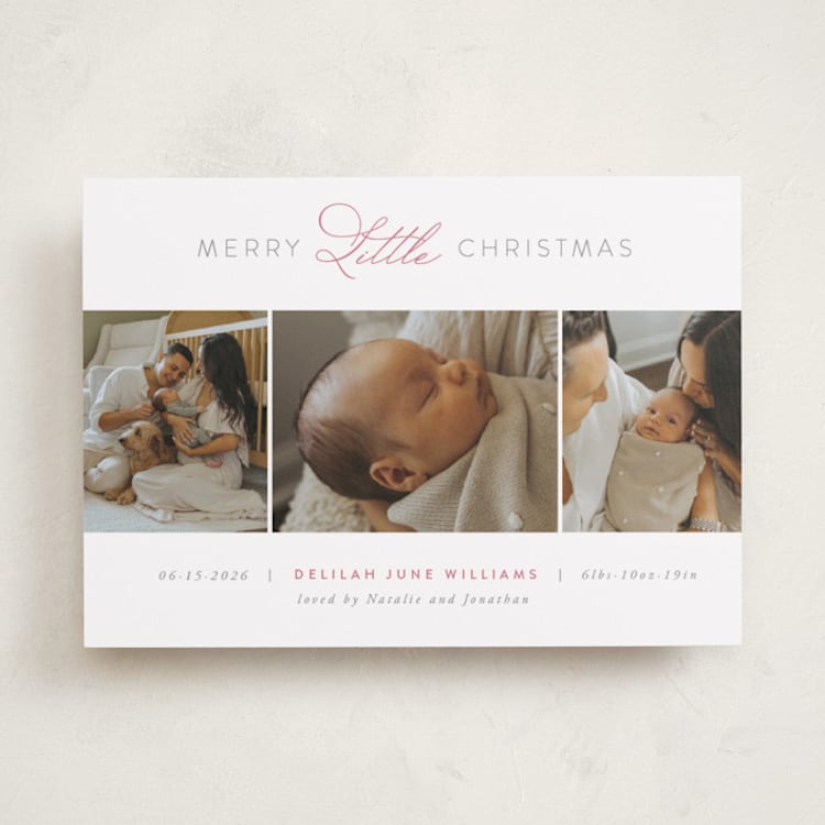 "Christmas Baby" - Holiday Birth Announcement Cards in Gumdrop by Jen Banks - Front