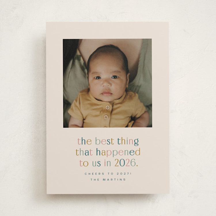 "the best thing" - Holiday Birth Announcement Cards in Teal by Ellen Schlegelmilch - Front