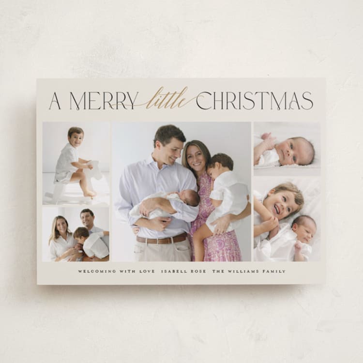"New Addition" - Holiday Birth Announcement Cards in Eggnog by Benita Crandall - Front
