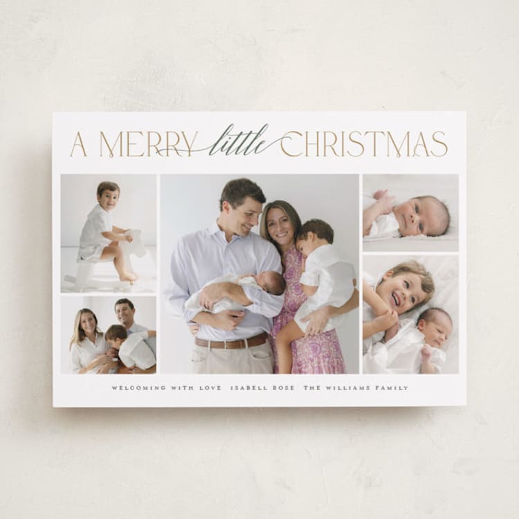 "New Addition" - Holiday Birth Announcement Cards in Balsam Fir by Benita Crandall - Front
