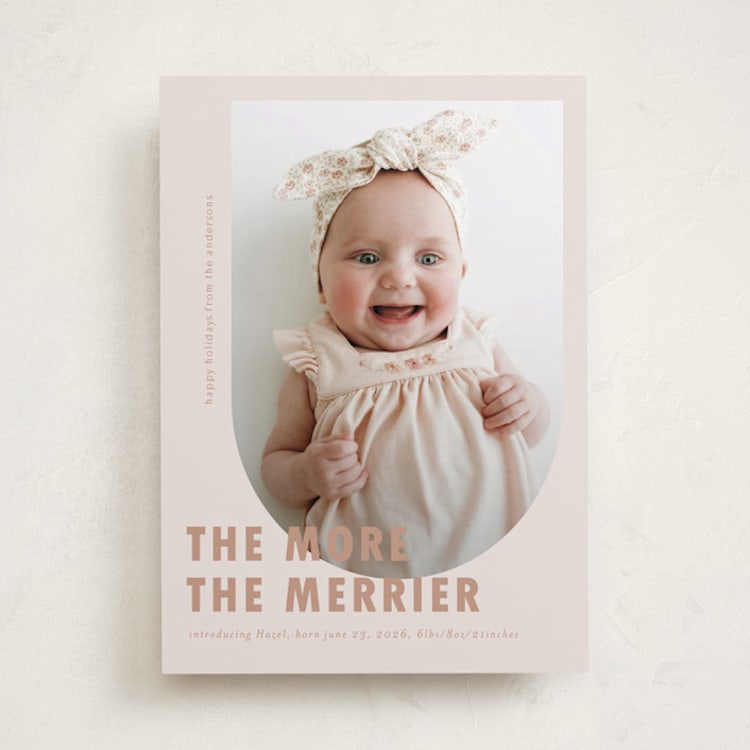 "Viola" - Holiday Birth Announcement Cards in Truffle by Deynaaz Daraei - Front