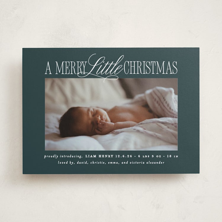 "Littlest Christmas" - Holiday Birth Announcement Cards in Frost by Brooke Chandler - Front