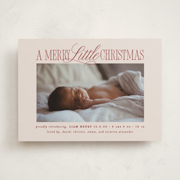 "Littlest Christmas" - Holiday Birth Announcement Cards in Cinnamon by Brooke Chandler - Front