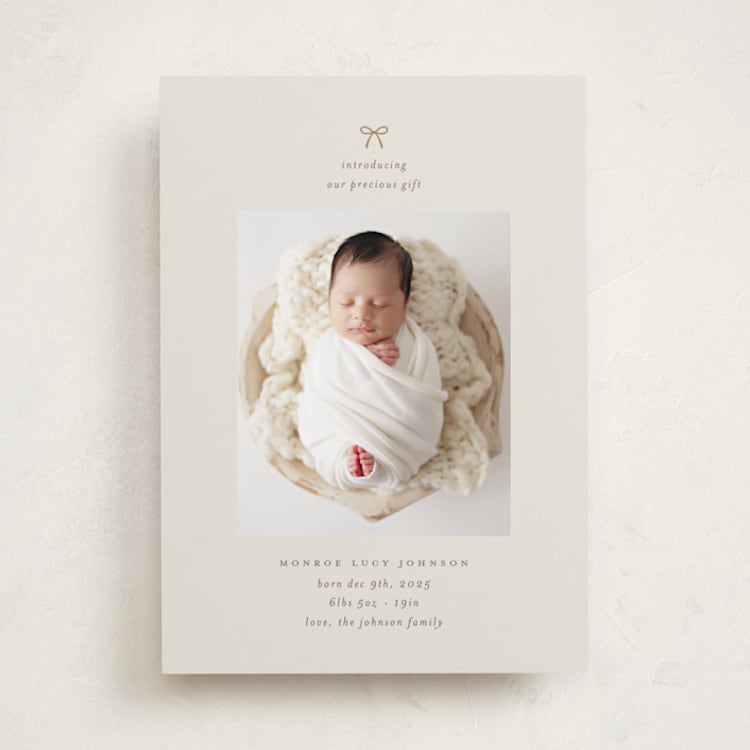 "our precious gift" - Holiday Birth Announcement Cards in Latte by Carolyn Nicks - Front