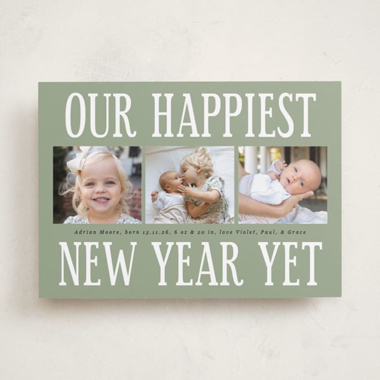 "Something Kind of Wonderful" - Holiday Birth Announcement Cards in Mistletoe by Corinne Malesic - Front